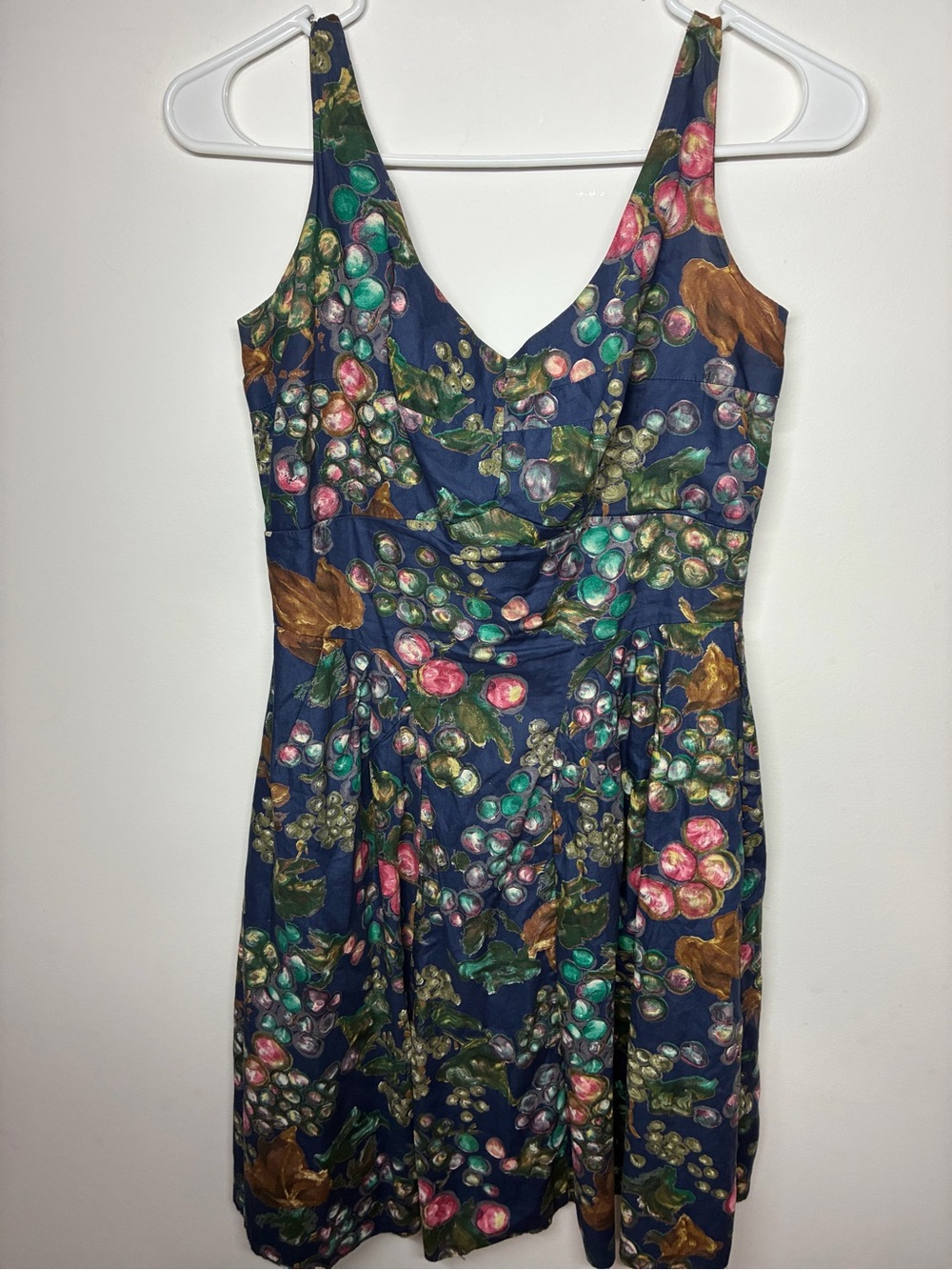 Miss Elliette Vintage Navy Floral & Berry V-Neck Mini Dress
